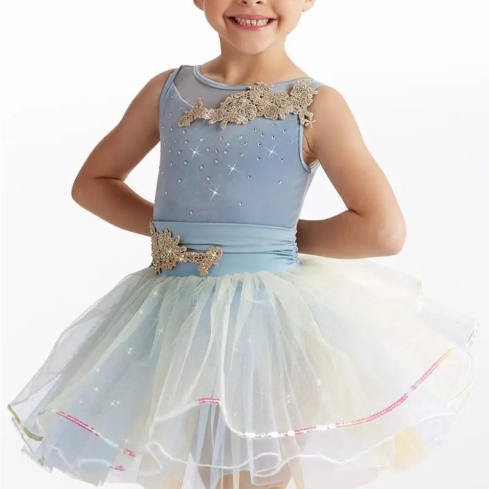 Elegant Blue and Cream Kids Ballet Costume